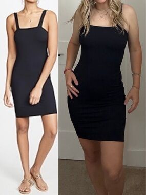 Lanston Square Neck Mini Dress Black Space Sleeveless